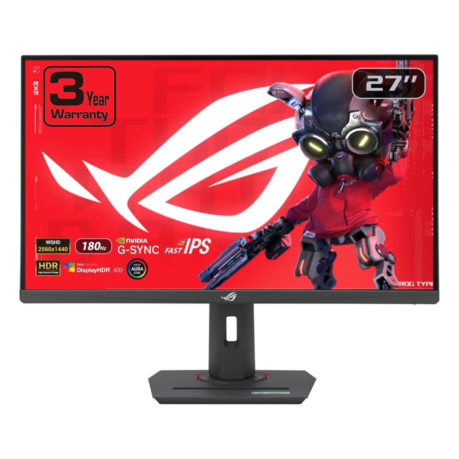 Asus ROG Strix XG27ACG 27" IPS 2K 180Hz 1ms(GTG), HDR10, DCI-P3 95% & sRGB 125%, USB Type-C (DP Alt mode), G-Sync Compatible w/ Aura Syn & Ergonomic Stand Gaming Monitor
