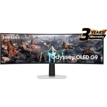 Samsung Odyssey G9 OLED (CG93) 49" DQHD Neo Quantum Processor Pro, (QD OLED), 240Hz, 0.03ms(GTG), HDR10+, 10bit, 1B Colors, FreeSync Premium Pro, w/ Core Sync, Speakers & Ergonomic Stand Curved Gaming Monitor