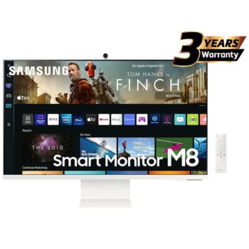 Samsung M8 (BM801) 32" 4K UHD Tizen™ OS VA, 60Hz, HDR10+, 99% sRGB, USB Type-C w/ Cam, Speakers, Remote Control & Ergonomic Stand Smart Flat Business Monitor - White