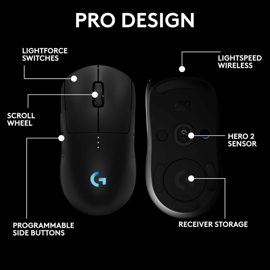 Logitech G PRO 2 Lightspeed 44K DPI Sensor Wireless Gaming Mouse - Black