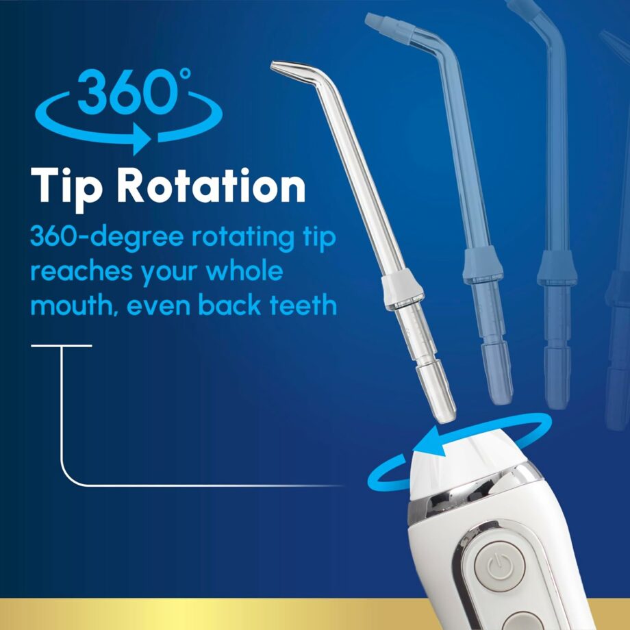Waterpik Cordless Advanced 2.0 Rechargeable Portable ADA Accepted Water Flosser with Travel Bag and 4 Tips - White