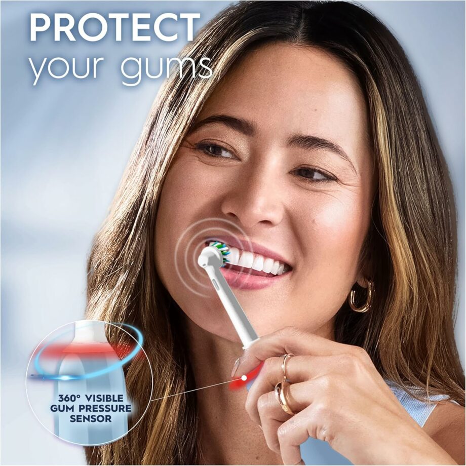 Oral-B by Braun Pro 3 3000 Electric Toothbrush with Smart Pressure Sensor & 2 Brush Heads - Blue
