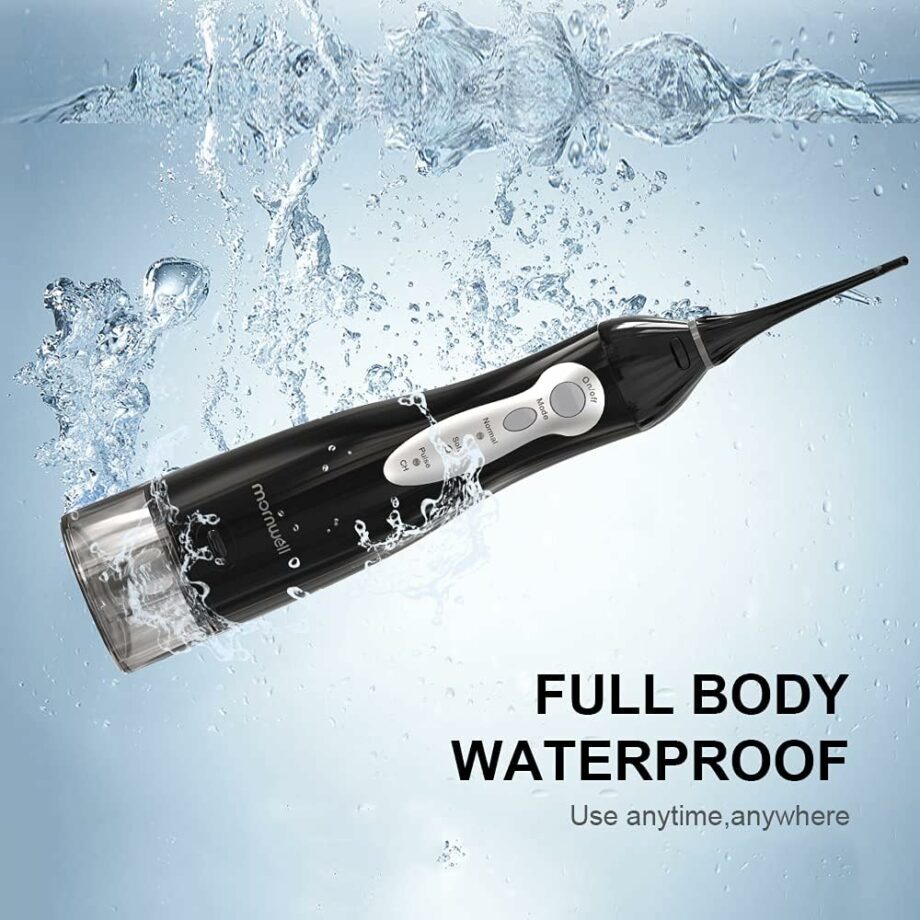 Mornwell Portable 3 Modes 4 Jet Tips IPX7 Waterproof Water Flosser - Black