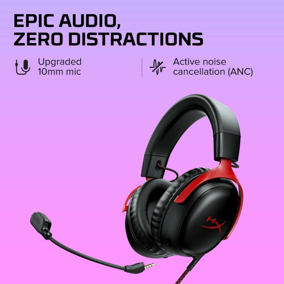 HyperX Cloud III Wired Gaming Headset for PC, PS5, Xbox Series X|S - Black/Red