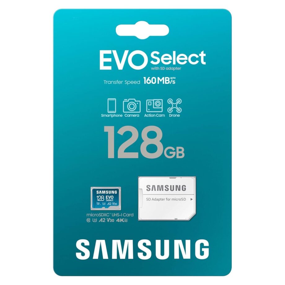 Samsung EVO Select 128GB Micro SD-Memory-Card + Adapter - 160MB/s 4K UHD