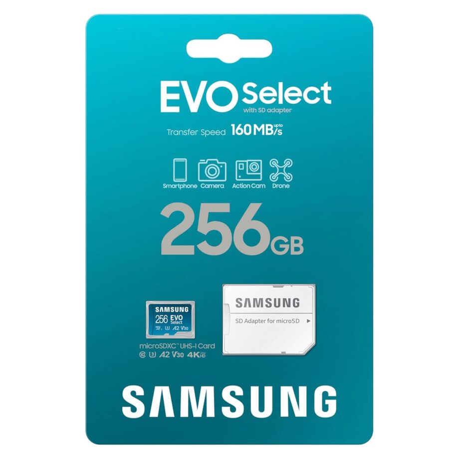 Samsung EVO Select 256GB Micro SD-Memory-Card + Adapter - 160MB/s 4K UHD