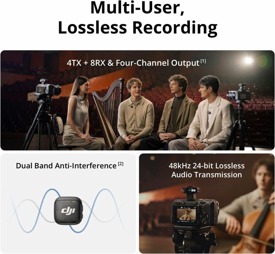 DJI Mic 3 (2 TX + 1 RX + Charging Case) Wireless Microphone with Adaptive Gain Control